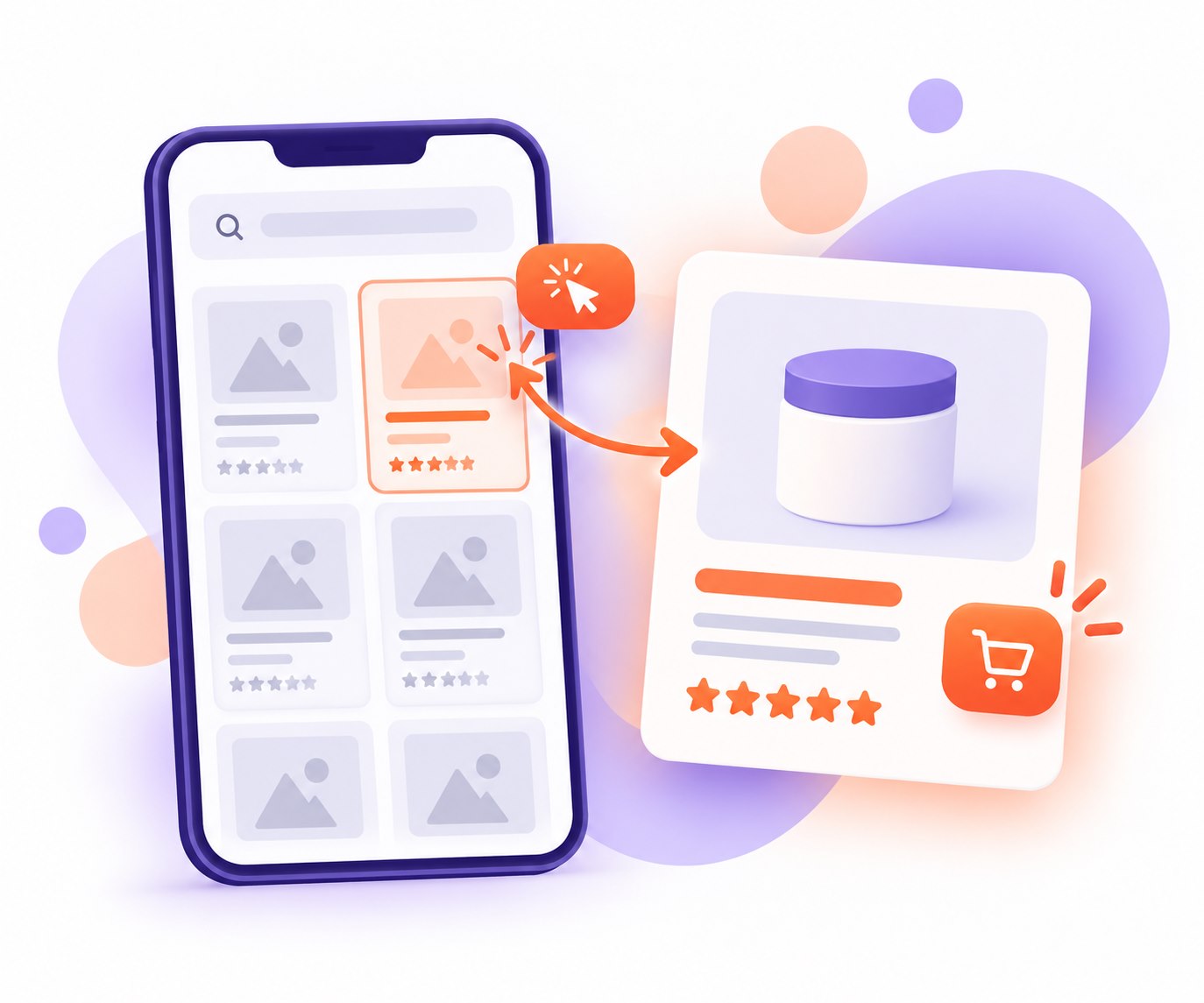 Search results grid with one product highlighted and a sale icon